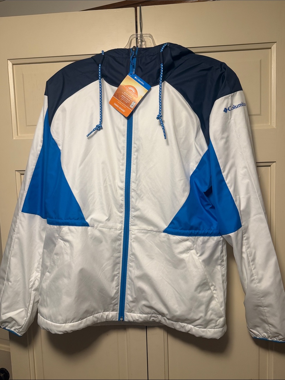 Columbia White, Royal Blue & Navy Women's Insulated Windbreaker Jacket